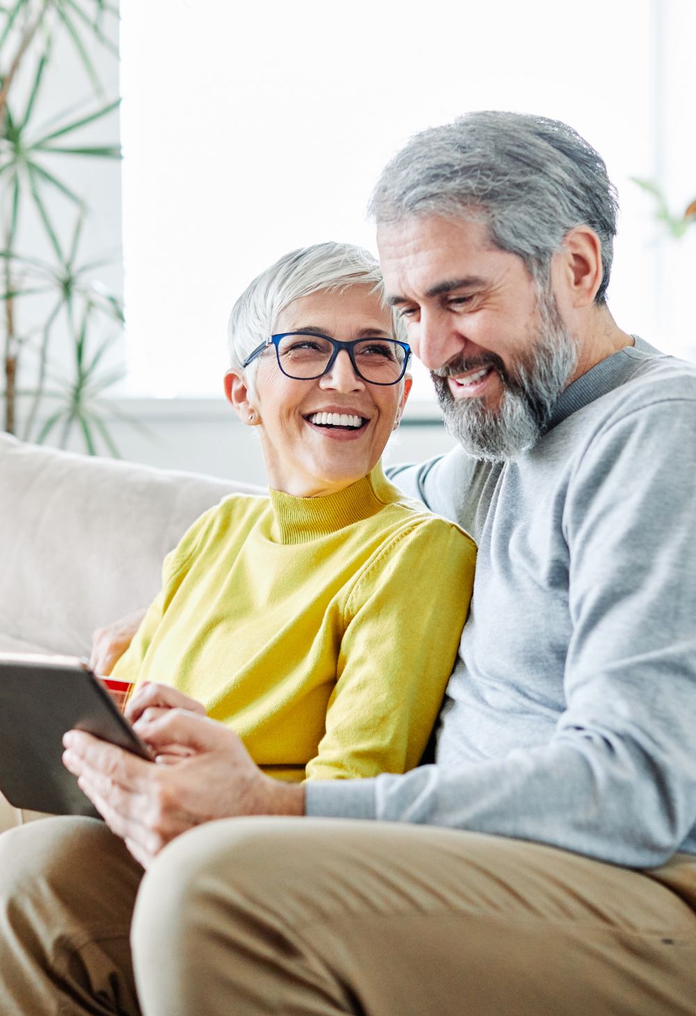 couple looking at phone